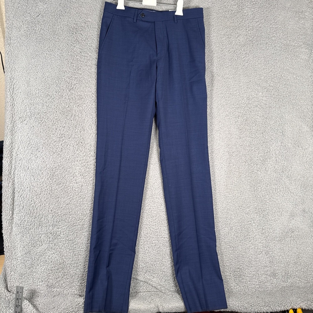 Tommy Hilfiger Dress Pants Mens 30xUnhemmed Navy Blue TH Flex Modern Fit Stretch